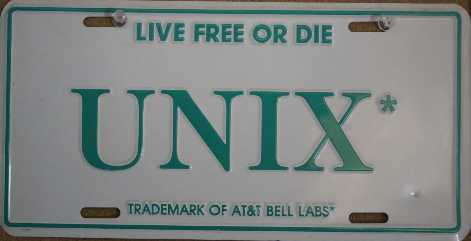 Original UNIX license plate